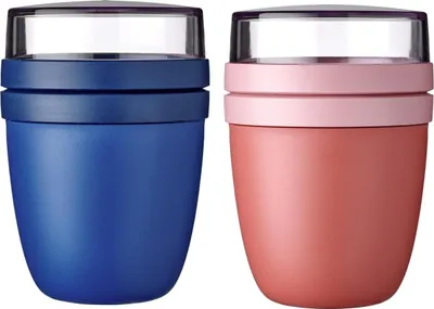 Produktbild von Mepal | Lunchpot Ellipse Mixed | Vivid Blue & Vivid Mauve | 500 ml Reisebecher | ideal als Joghurtbecher oder To-go-Becher | geeignet für Tiefkühler, Mikrowelle & Spülmaschine | 700 ml Polypropylen