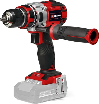 A cordless drill is shown against a white background.