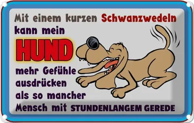 Produktbild von vianmo Blechschild 12x18 cm mit kurzem Schwanzwedeln Hund Tier Haustier