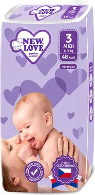 Produktbild von Baby Einwegwindeln New Love Premium comfort 3 MIDI 4-9 kg 48 Stück