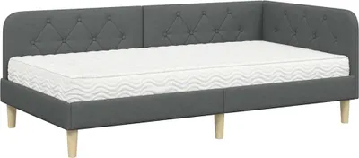 Image de vidaXL Cadre de lit d'angle gris foncé 100 x 200 cm Tissu