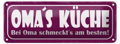 Produktbild von Blechschild Oma`s Küche schmeckt`s am besten, 27x10 cm, Blechschilder Spruch Küche