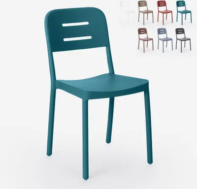 Produktbild von Stuhl aus Polypropylen in modernem Design für Küche Bar Restaurant Garten Mose - Blau