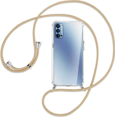 Produktbild von Handykette Backcover-Schutzhülle mit Band (Metall silberfarben) für Oppo Reno4 5G - caramel