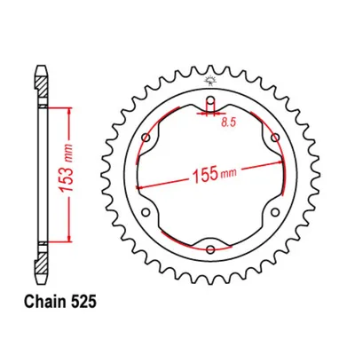 Produktbild von JTSPROCKETS hinten JTR893.38 Kettenrad