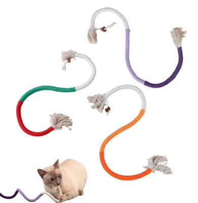 Katzen-Kauspielzeug mit Katzenminze, 3 Stück, 70 cm, interaktiv