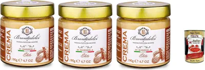 Produktbild von Brontedolci Crema Spalmabile alla Nocciola Streichfähige Brotaufstrich Haselnusscreme 3x 190g in Glas aus Sizilien mit 40% Haselnüssen + Italian Gourmet polpa 400g