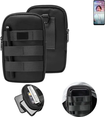 Produktbild von K-S-Trade Holster Gürtel Tasche kompatibel mit Oppo Reno6 Z 5G Handy Tasche Schutz Hülle dunkel-grau viele Fächer, 1x