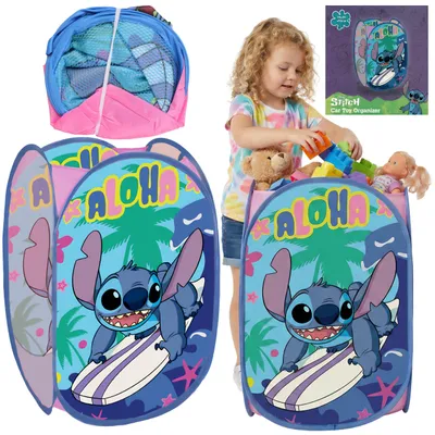 Produktbild von DISNEY Stitch Spielzeugkorb, faltbarer Aufbewahrungskorb für das Kinderzimmer, 35 × 35 × 58 cm