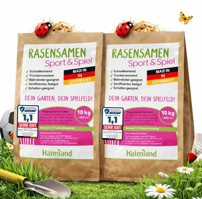 Produktbild von halmland Premium Rasensamen 20kg schnellkeimend für 800m² Sport und Spiel