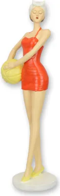 Produktbild von Figur Strandmädchen mit Ball Kunstharz Replikat Retro Design Dekoration