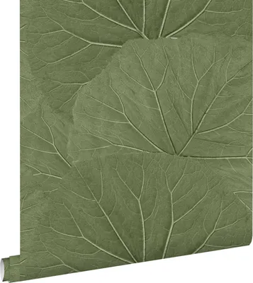 Imagen del producto de ESTAhome papel pintado hojas grandes verde oliva agrisado 53 cm x 10.05 m