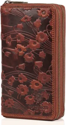 Produktbild von MATADOR MADRID Geldbörse Damen Leder Langbörse Blumen Braun