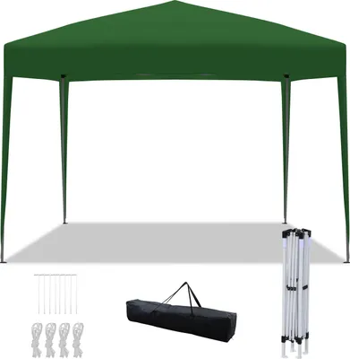 Produktbild von Izrielar 3x3 m Faltpavillon wasserdicht & stabil – höhenverstellbarer Pavillon mit UV-Schutz 50+, faltbares Gartenzelt mit Tragetasche für Garten & Outdoor Grün