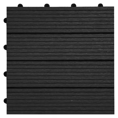Produktbild von WOODTEX Dunkelgrau Anthrazit 40x40 cm WPC Terrassenfliese, Riffeloptik Barfußbereich, Leicht Verlegbar Wartungsarm, Zeitloser Farbton, Terrassenplatte