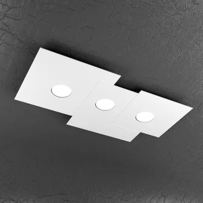 Image de Plaque Métallique Rectangulaire Plafonnier Moderne Blanc 3 Lumières Gx53
