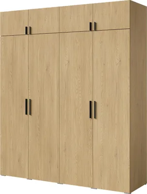 Kleiderschrank, Drehtürenschrank Cremona Eiche mit Ablageflächen und Kleiderstangen Breite 200 cm