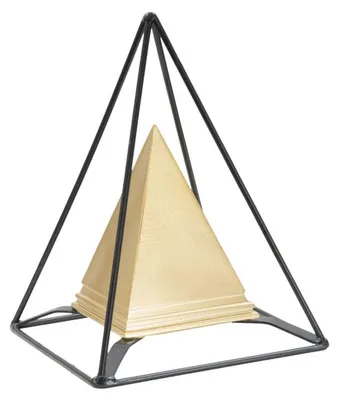 Image de Sculpture Pyramide Gold en fer doré et verre