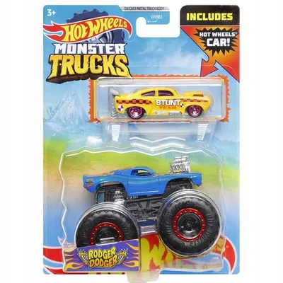 Produktbild von Rodger Dodger + auto Hot Wheels 1:64 Monster Trucks 9 cm