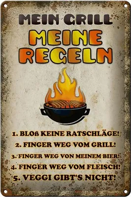 Produktbild von Blechschild Spruch 20x30cm Mein Grill meine Regeln Fleisch