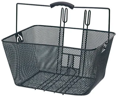 Produktbild von Point Lenkerkorb vorne aus Stahl schwarz - engmaschiger Fahrradkorb mit Haken...