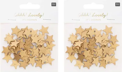 Produktbild von 96 goldene Holzsterne Konfetti 2 cm