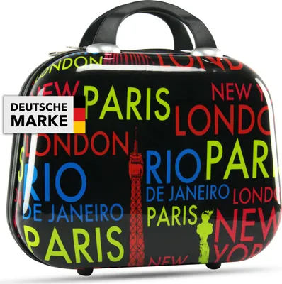 Produktbild von Xonic Kosmetikkoffer Damen – Beauty Case Hartschale für Reisen – Robustes Beautycase Damen mit Tragegriff – Kosmetik Koffer leicht & stabil – Beautycase Damen Hartschale (Neon Cities)