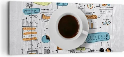 Produktbild von Bild auf Leinwand - Leinwandbild - Kaffee Morgen Tasse Frühstück - 120x50cm - Wand Bild - Wanddeko - Leinwanddruck - Bilder - Kunstdruck - Wanddekoration - Leinwand bilder - Wandkunst - AB120x50-2481