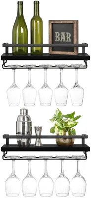 Immagine prodotto di Solidchoice - Set di 2 mensole da parete per bottiglie e bicchieri