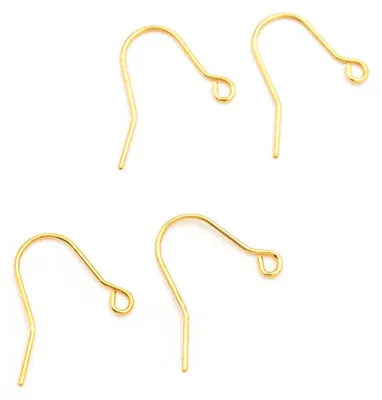 Produktbild von Vintageparts Ohrhaken Messing 18k Gold beschichtet mit Öse, 4 Stück