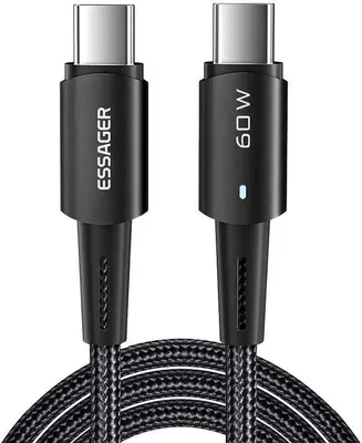 Obrázek produktu pro Kabel Essager, USB-C na USB-C, 60W, 2m, černý