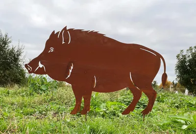Produktbild von Wildschwein 80cm x 50cm zum Stecken Gartenstecker Edelrost Gartendeko Rost Metall Rostfigur Tier Keiler