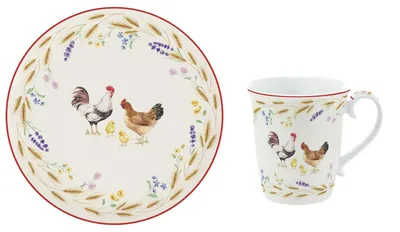 Produktbild von 12tlg. Frühstücksset COUNTRY LIFE Bauernhof weiß bunt Porzellan Easy Life