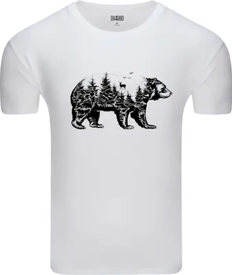 Produktbild von Diarbo Herren T-Shirt mit Aufdruck Wildtierporträts Waldbär Weiß Gr.S