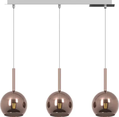 Immagine prodotto di Sospensione Contemporanea Rosone Rett. Future Met. Cromo Vetro Rame 3 Luci E27