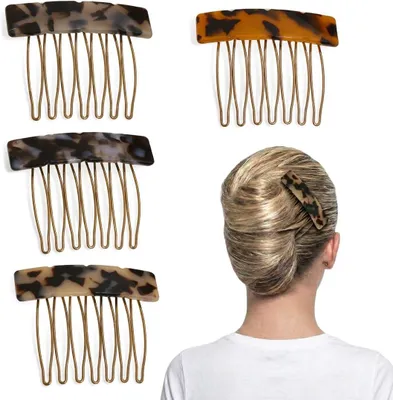 Produktbild von 4 Vintage-Haarkämme zum Einstecken für Damen, französische Seitenkämme für verschiedene Frisuren von Mädchen und Frauen