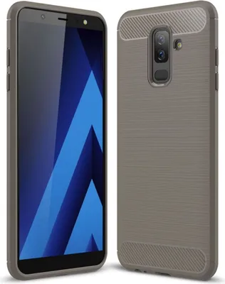 Produktbild von Samsung Galaxy J8 2018 Hülle Silikon Grau Carbon Optik Case TPU Handyhülle Bumper