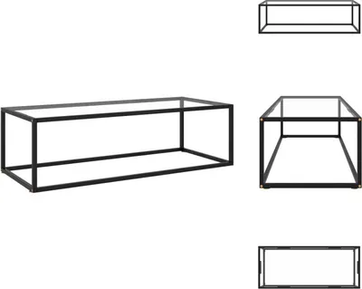 Image de vidaXL Table basse noire avec verre trempé 120x50x35 cm - Tables basses
