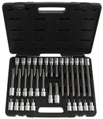 Produktbild von Schraubendreher-Einsätze Steckschlüssel-Set T-Profil 1/2-Antrieb 32-tlg T20-T70
