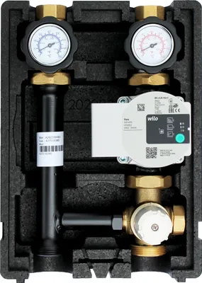 Produktbild von EcoMix EN004 Heizkreispumpengruppe mit Drei-Wege-Mischer, Festwertthermostat 40-70°C und Wilo Para 25/6 Hocheffizienzpumpe