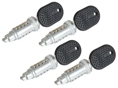Zdjęcie produktu dla Zamek do drzwi (4 sztuki, lewe i prawe) + 4 klucze, pasujące do samochodów Peugeot Boxer, Jumper oraz Fiat Ducato