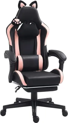 Produktbild von Gaming-Stuhl ergonomisch Gamer Sessel mit Fußstütze Liegefunktion Kunstleder