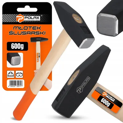 Produktbild von Polax Schlosserhammer 600 g mit Holzstiel für Bauarbeiten