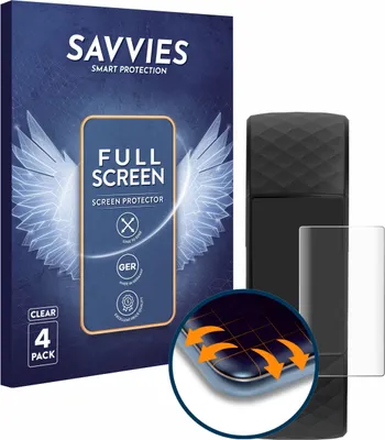 Produktbild von 4x Savvies Fullscreen Schutzfolie für Fitbit Charge 4 Displayschutz Folie Fullcover Klar Transparent