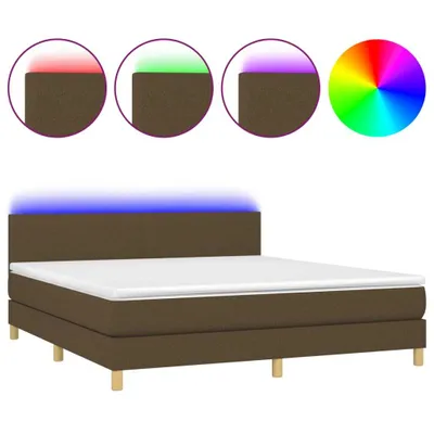 Immagine prodotto di vidaXL Letto a molle con materasso e LED in tessuto marrone scuro 160x200 cm