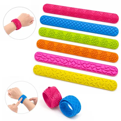 Produktbild von 6er Set Fingerkreisel Spielzeug Klatscharmband, sensorisches Spielzeug für Autismus, strukturiertes Silikon-Klatscharmband für Kinder & Erwachsene