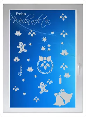Produktbild von INDIGOS UG - Frohe weihnachten - Farbe: silberfein satiniert - 96x55 cm - Sichtschutzfolie - Fensterfolie - Glasdekorfolie - für die Küche, Frohe weihnachten ans Fenster
