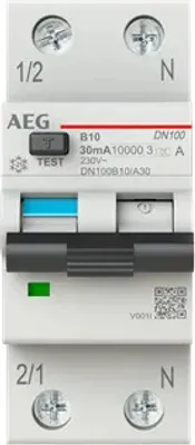 Produktbild von AEG Fi-Ls Schalter DN100B10/A30 B10A/0,03A 2-polig 10kA 2CSR975131R1105