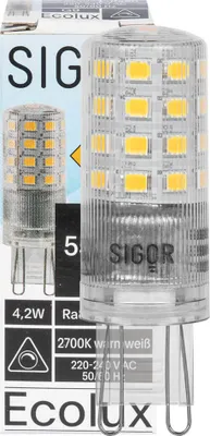 Produktbild von SIGOR 5W Ecolux G9 550lm 2700K dimmbar LED Lampe QT14