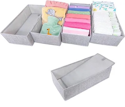 Produktbild von Faltbox für Schubladen, steif, 4-teilig, ideal für Kleidung und Spielzeug